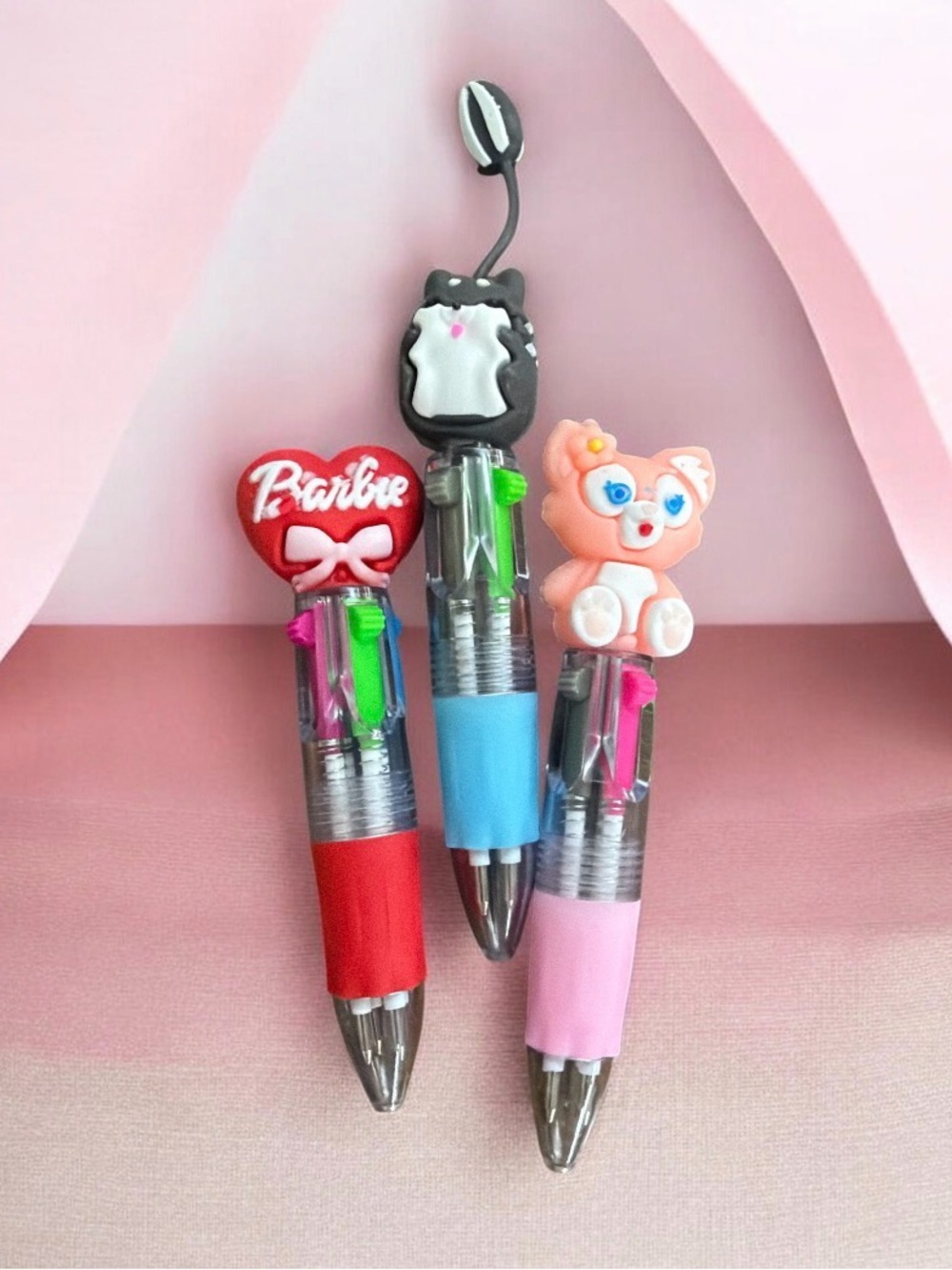 3 Pieces Multicolor Character Topper Multi-Ink Pens